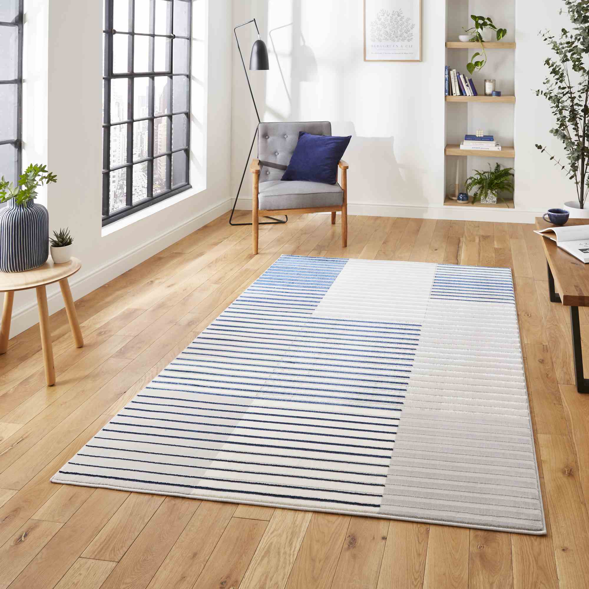 Apollo 2681 Modern Geometric Block Rugs In Grey Navy